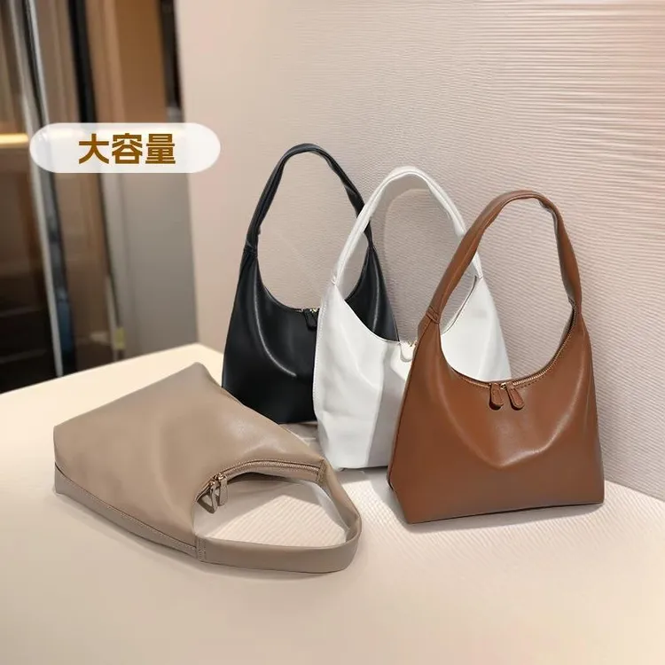 韩版2025软纯色大容量通勤腋下包温柔淑女休闲弯月单肩腋下包包