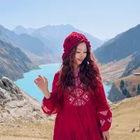 【董艺穿搭】川西旅游花朵流苏毛线帽子女秋冬针织包头帽护耳
