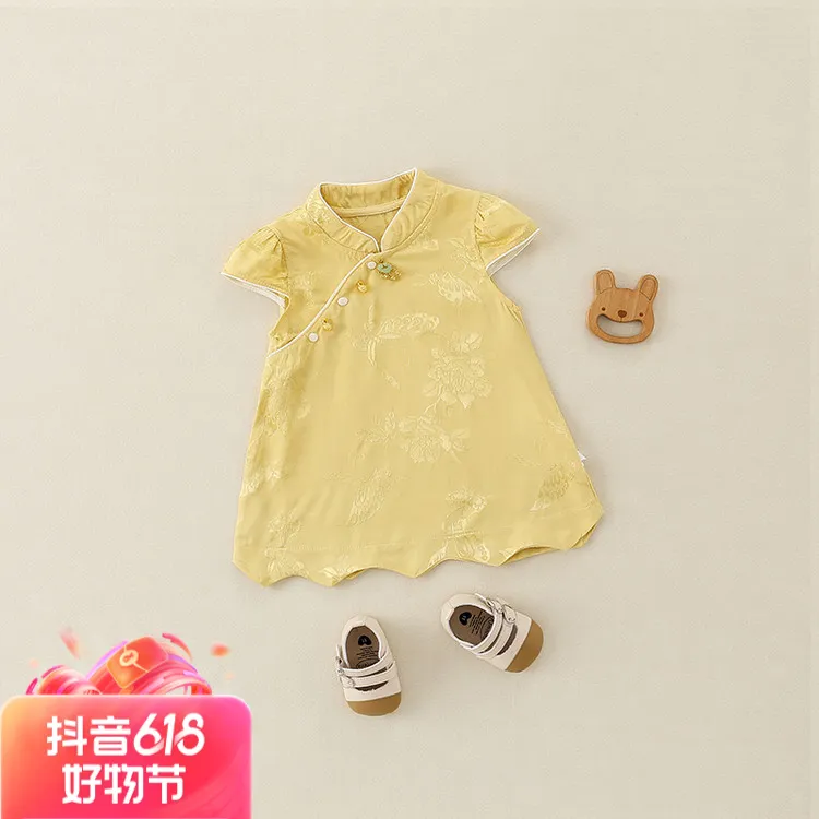 【店铺热销新品】夏季新款女童夏款连衣裙可爱宝宝洋气花边短袖透