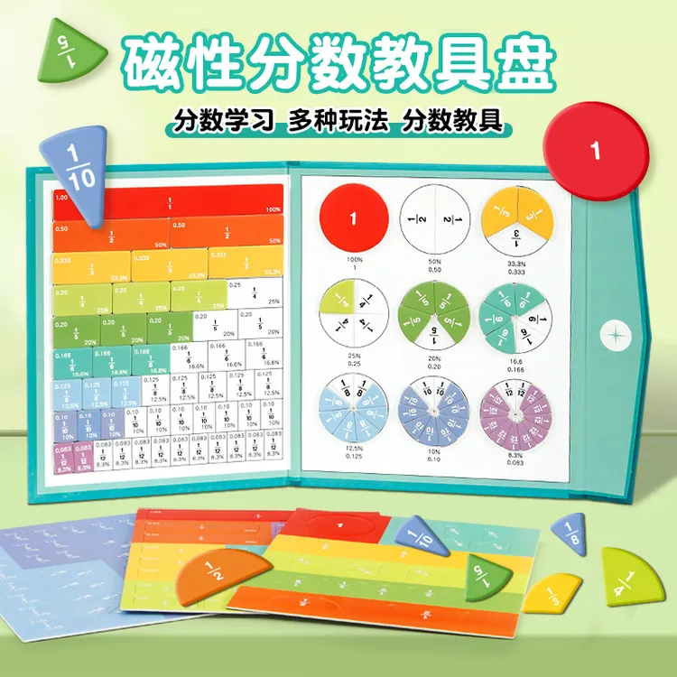 磁性分数学习盘演示器圆分解块加减小学三年级分数的初步认识教具