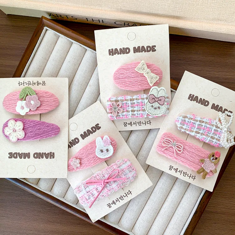 【千金风】儿童刺绣花朵碎发夹宝宝侧边刘海bb夹粉色系可爱发卡头饰