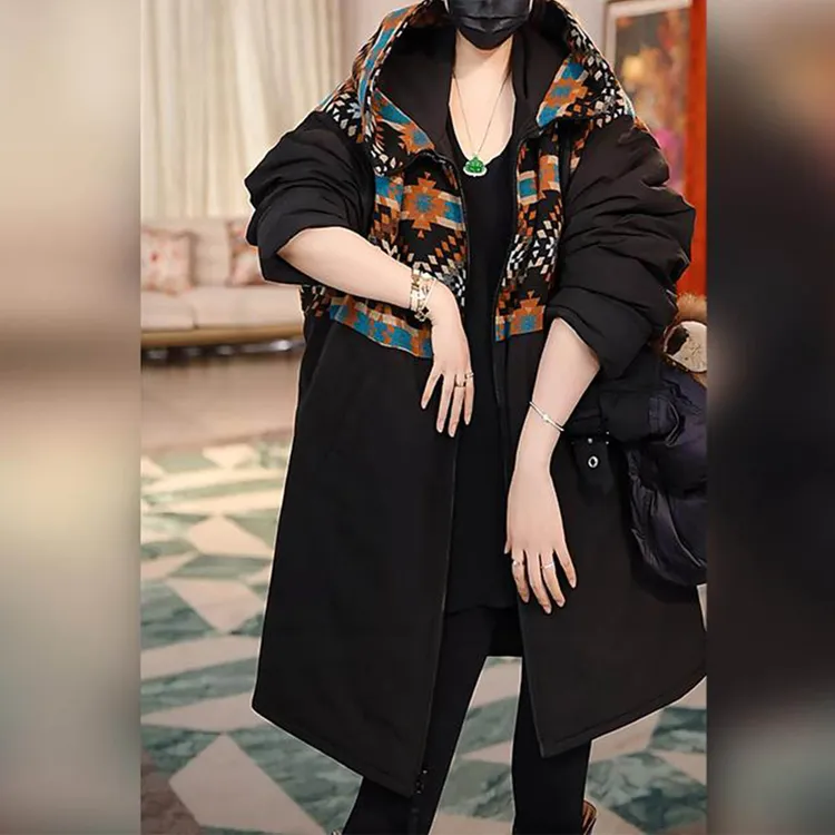 时尚气质休闲复古棉服外套2025冬季新款加厚保暖双面穿连帽棉衣女