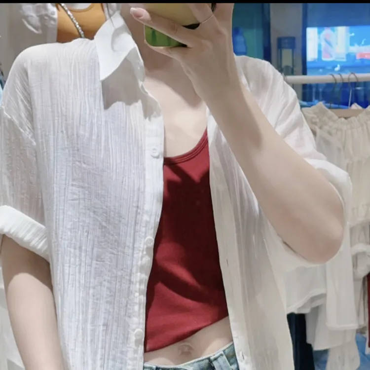夏季新款宽松防晒慵懒开衫纯欲罩衫韩版上衣衬衫衬衣