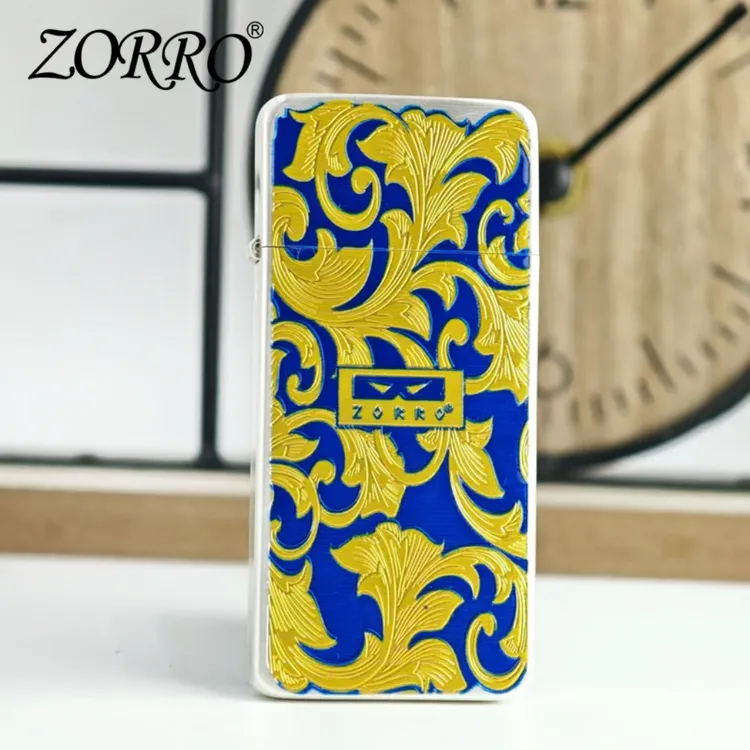 ZORRO佐罗新款二代超薄银蓝金煤油打火机ZC5卡片机个性男士礼物