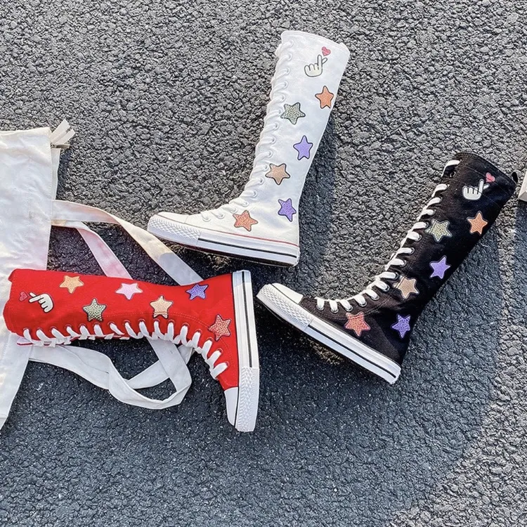 2025秋季女童6-12岁潮款帆布鞋高帮街舞鞋儿童侧拉链靴子男童韩版