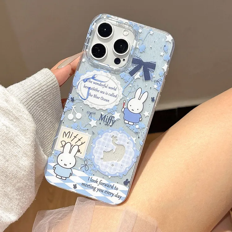 适用苹果16大孔米菲可爱夏天手机壳女生iphone15卡通透明保护套14