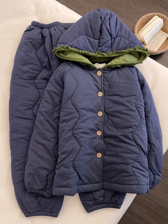 【DMXJ大梦想家】可爱气质简约夹棉棉服睡衣女冬季款保暖家居服套装