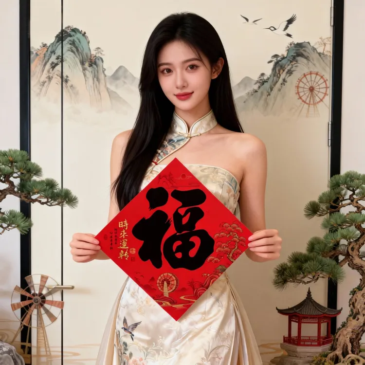 2026年马年新款福字贴全背胶防水防晒不掉色中国红时来运转福字