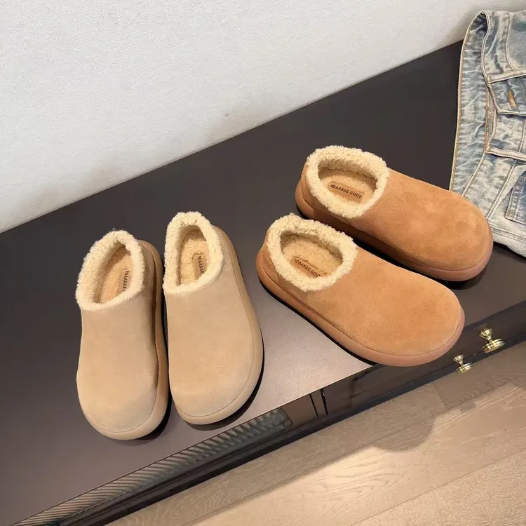 DAABAE GOOD 全包真皮厚底土豆鞋羊皮毛一体雪地靴保暖棉鞋 392