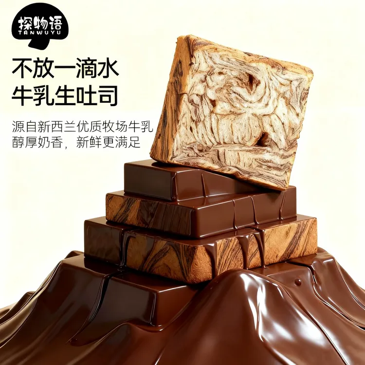 探物语厚切吐司水牛乳千层全麦面包无蔗糖宝藏零食健康管理期早餐