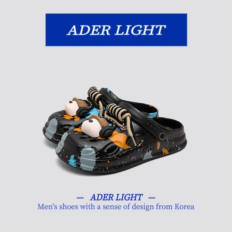 [小众潮牌]韩国ADER LT洞洞鞋男款夏季外穿男士软底涉水包头拖鞋