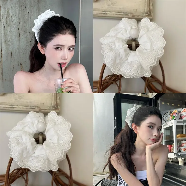 手工镂空大肠发圈发饰洛丽塔双层头花头饰大号蕾丝发圈氛围感发饰