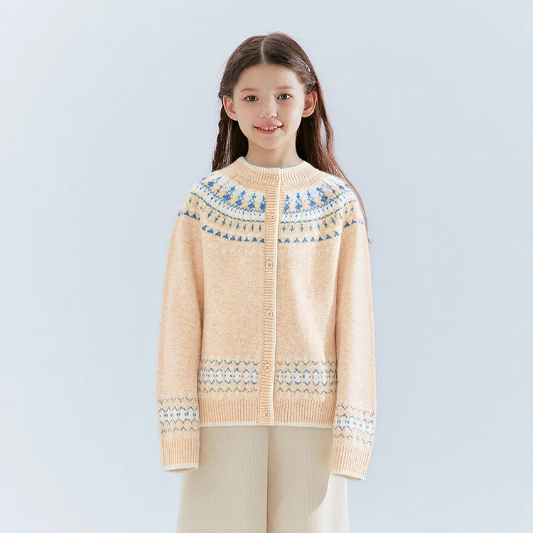 笛莎女童毛衫秋冬新款儿童毛衣女孩针织开衫外套-7N2555513