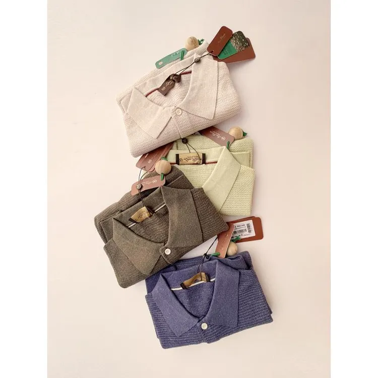 雅致奢品!意式高端夏季男士针织提花纹理莱赛尔亚麻短袖POLO衫T恤