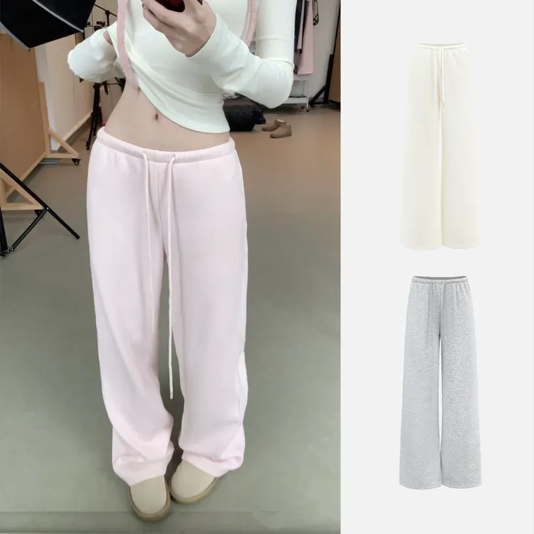 秋冬加厚奥利绒直筒休闲抽绳松紧显瘦卫裤 8284#