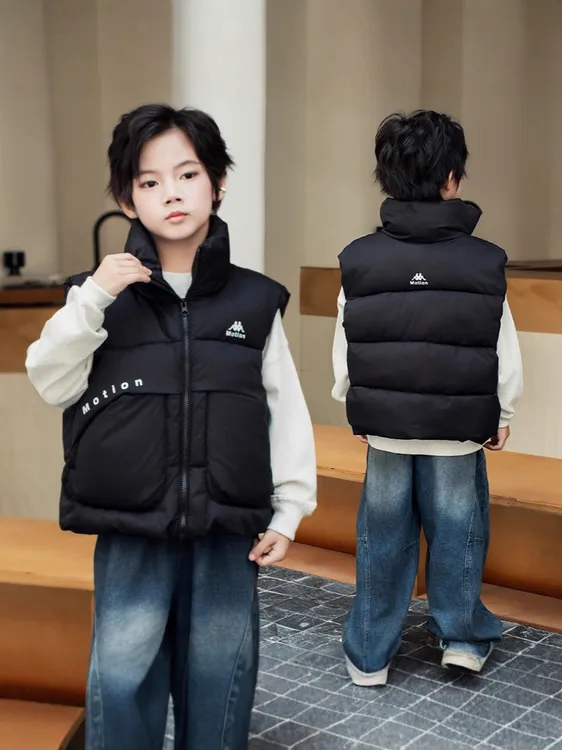 儿童立领轻薄棉马甲女童男童外穿秋冬季新款宽松马夹加厚背心韩版