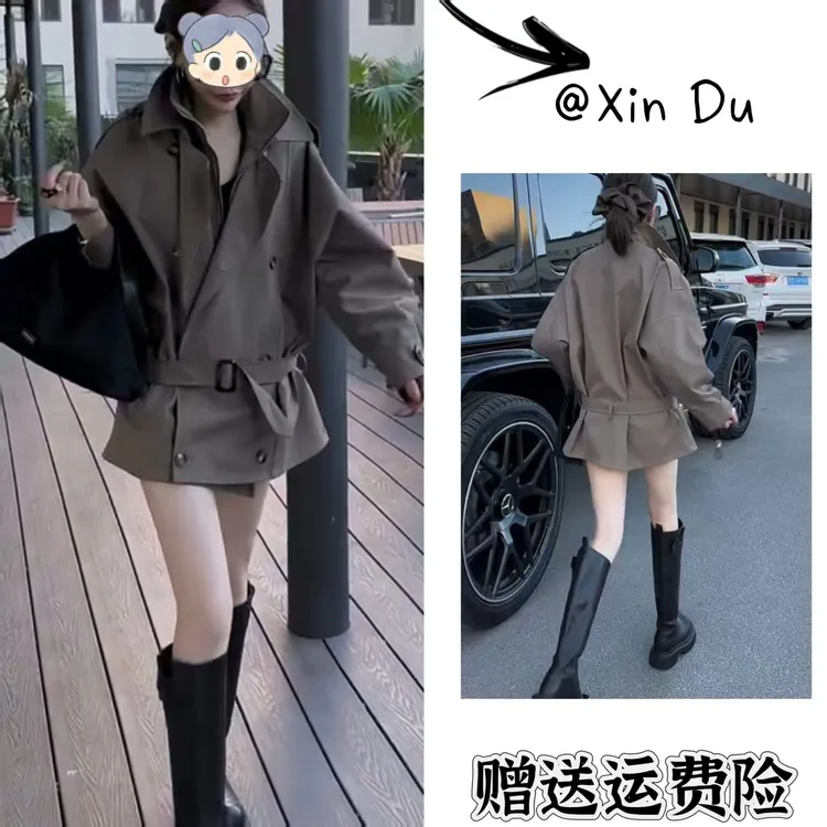 2025秋季新款时尚显瘦气质女士网红洋气风衣百搭款D22758