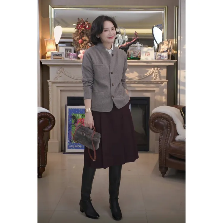 我是摩羯黑标 木兰序 90支澳洲美丽诺羊毛山羊绒秋冬外套