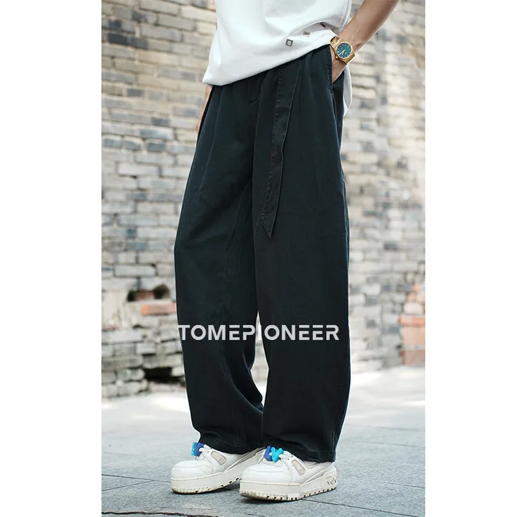 TOMEPIONEER裤子男款夏季休闲裤纯色莱赛尔薄款潮垂感弯刀裤男