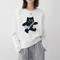 T【刺绣背包猫】2025新款 轻奢时尚 设计感卫衣 常规款女士圆领长袖
