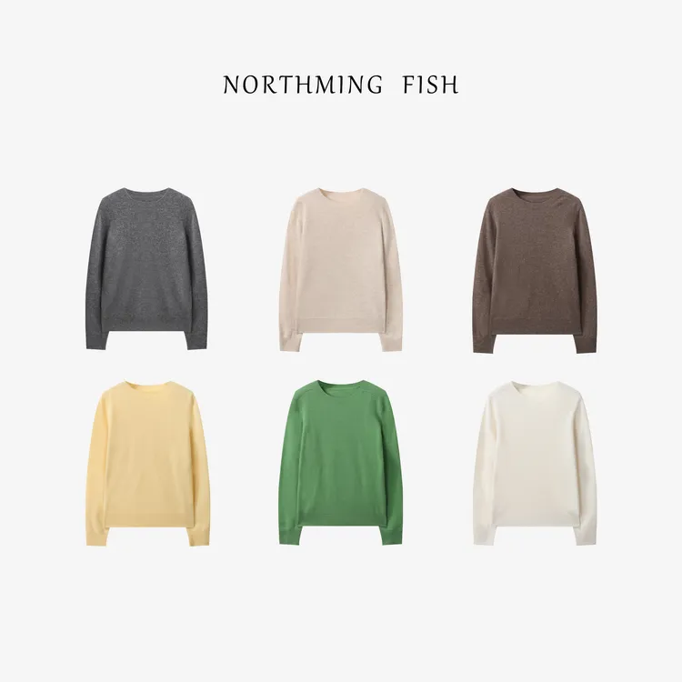 NorthMing fish「相遇」简约实穿 轻盈柔软一体成型貉子山羊绒毛衣