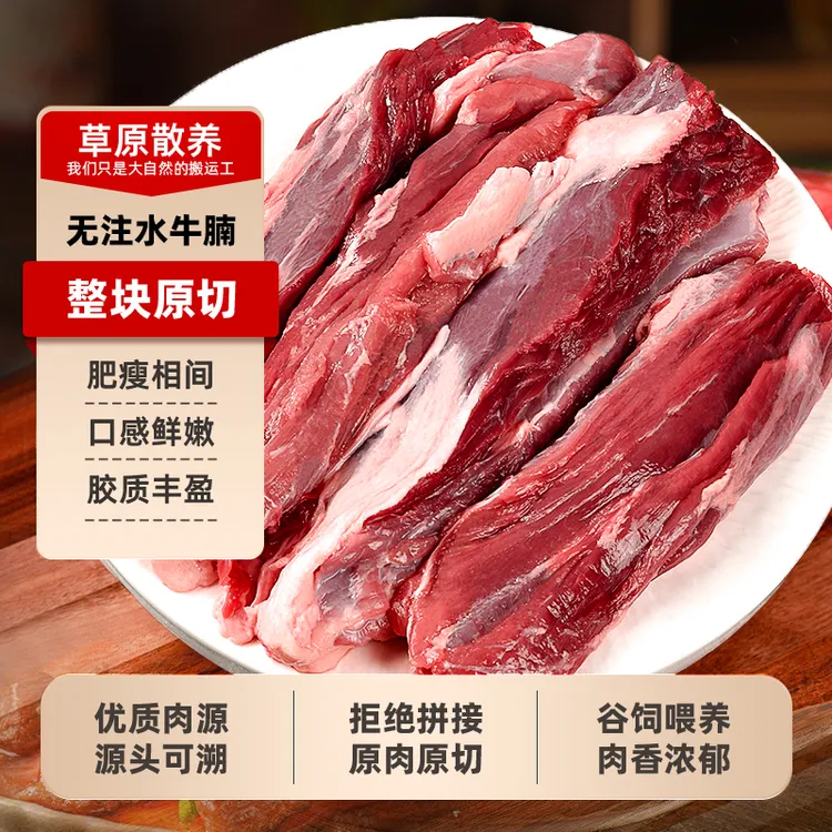 【顺丰冷链发货】原切牛腩新鲜无添加无注水买两斤送两斤生鲜牛肉