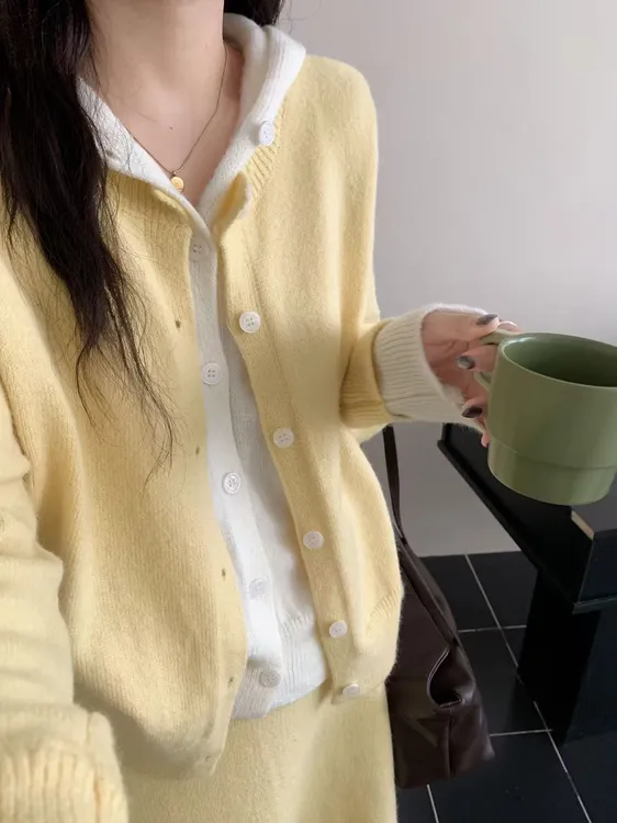 秋冬新款韩版时尚假两件欧若风撞色拼接连帽上衣+半身裙两件套女