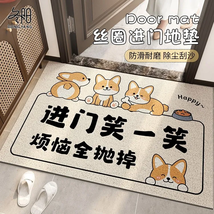 卡通丝圈入户门地垫玄关门厅除尘蹭土脚垫家用进门口防滑耐脏地毯