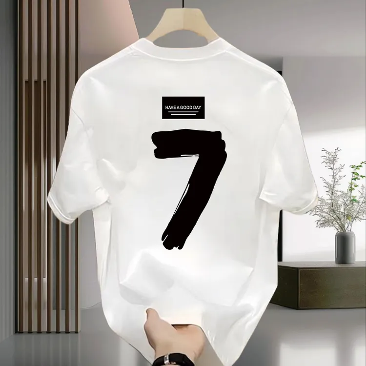 t恤半袖纯棉宽松百搭休闲上衣时尚潮流印花ins韩版圆领男士短袖