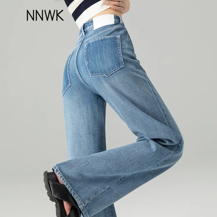 莱赛尔垂感软牛仔裤女款爆款2025新款宽松显瘦裤子阔腿裤郑州女裤