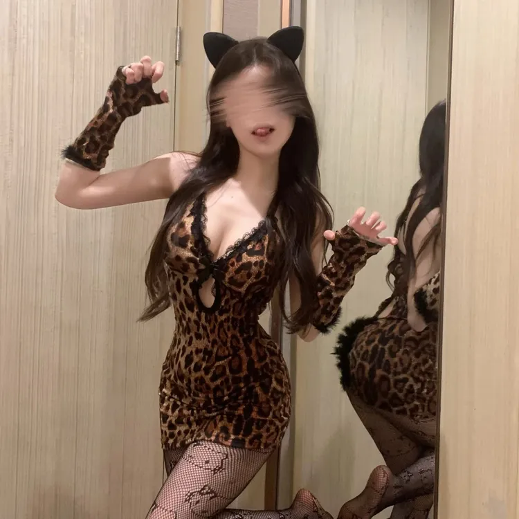 性感豹纹夜店风吊带连衣裙收腰蕾丝显瘦制服套装包臀裙子御姐气质