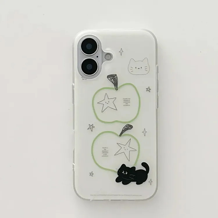 BANCA简笔画青苹果适用iPhone16/15大孔手机壳华为vivo小米15oppo