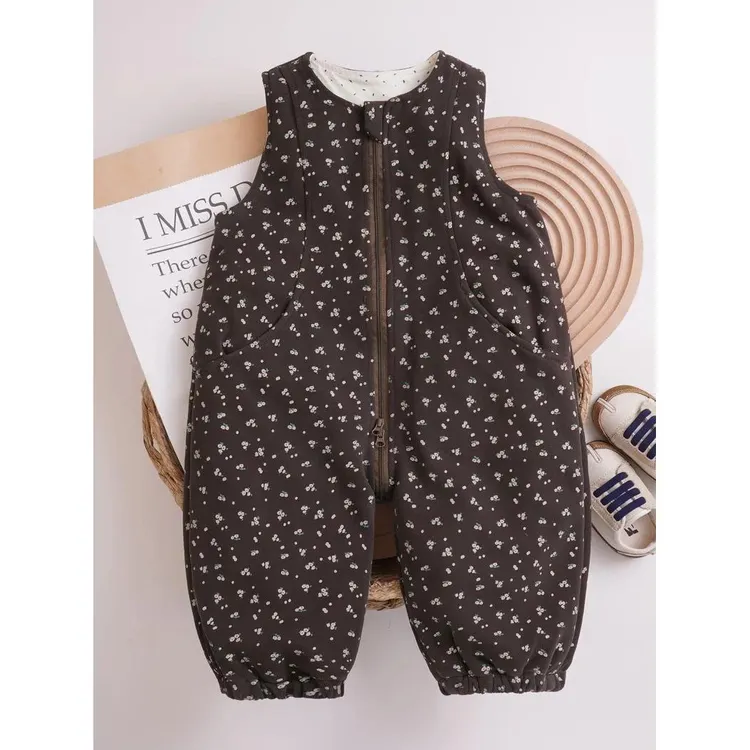 YeeHoO英氏【断码】男女宝宝连体衣背带裤拉链开裆秋冬季外穿双层加