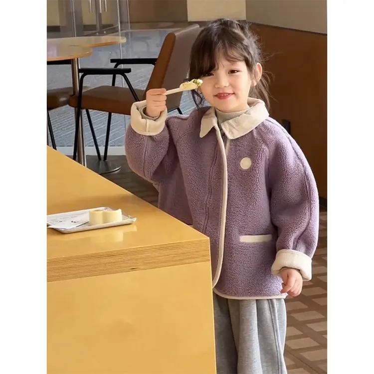 女童摇粒绒外套春秋款2025新款洋气秋装儿童女大童秋季加厚毛毛衣