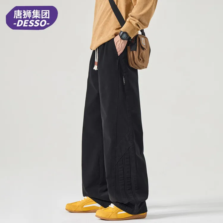 唐狮集团DESSO美式纯棉休闲裤男士秋冬2025宽松直筒阔腿工装裤子