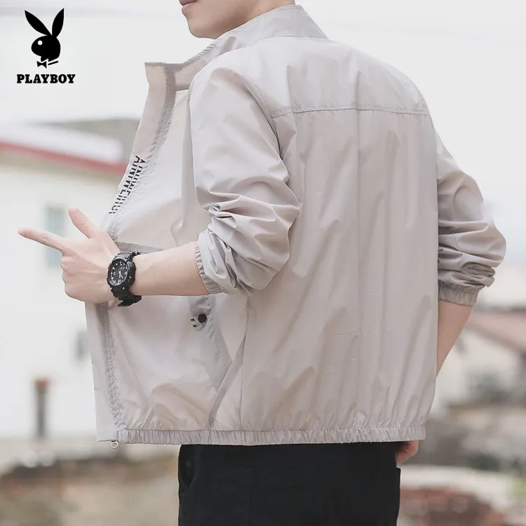 花花公子夏季正品防晒服男士休闲皮肤衣外套新款潮牌潮流薄款夹克