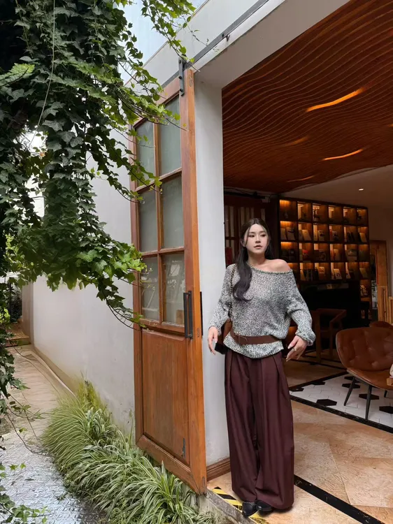 阿菁专属 垂感阔腿拖地西装裤女2025秋季新款宽松老钱风压褶长裤