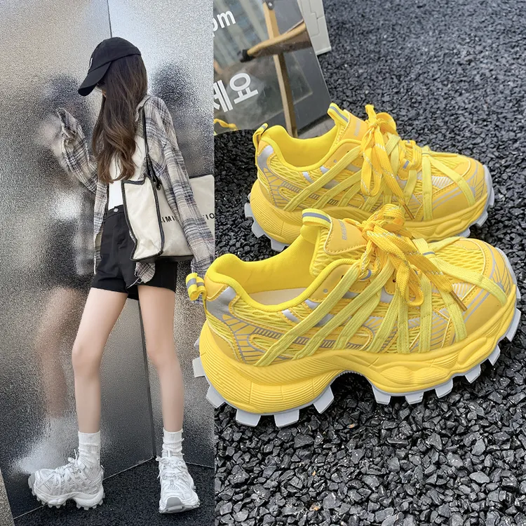 小众爆款老爹鞋女ins潮2025春夏新款厚底增高薄网透气运动休闲鞋