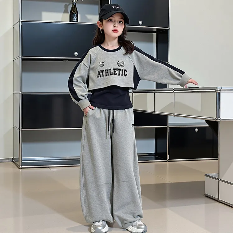 女童秋装套装2025新款韩版中大童时尚休闲背心卫衣休闲裤三件套潮