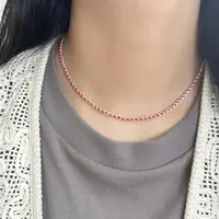 链子925银 原创设计简约百搭气质女编织麻花红黑项链 3853