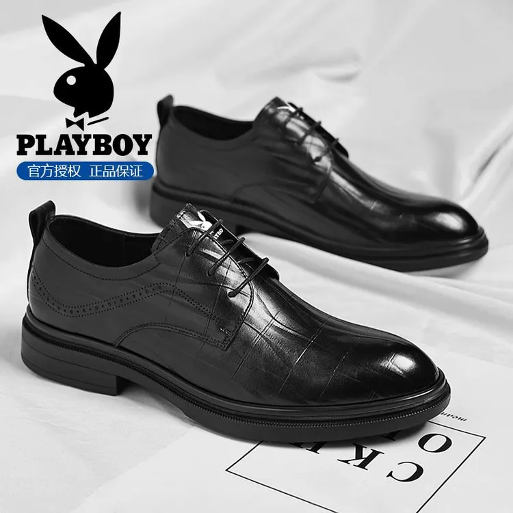 花花公子皮鞋男款爆款2025新款冬季皮面商务正装软底防滑休闲男鞋