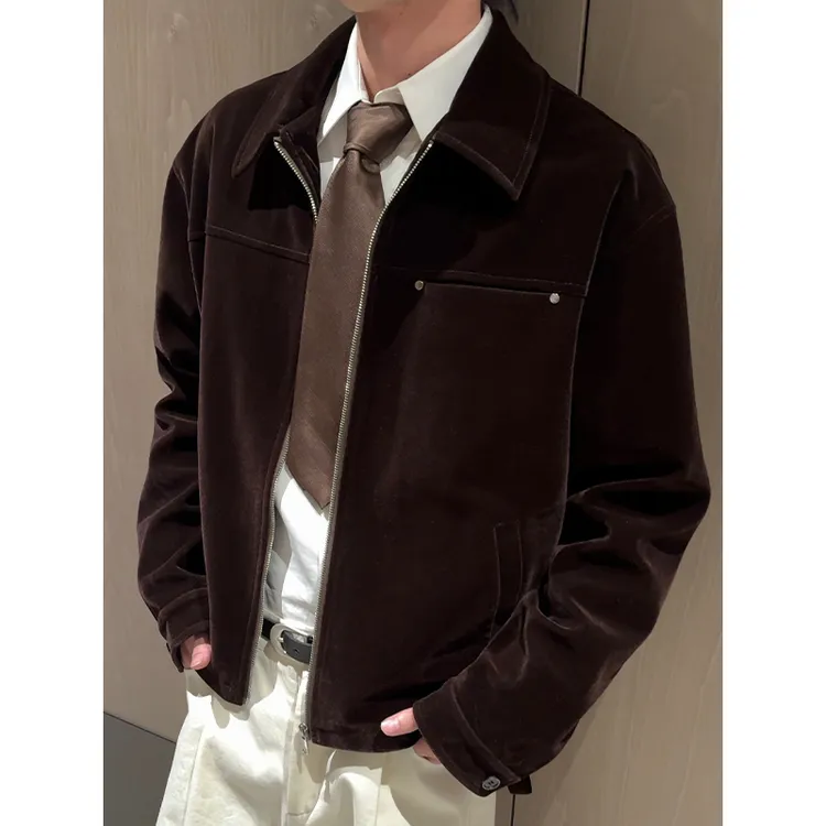 MIDASHAND 25aw琥珀夹克简约宽松老钱丝绒高级感翻领cleanfit外套