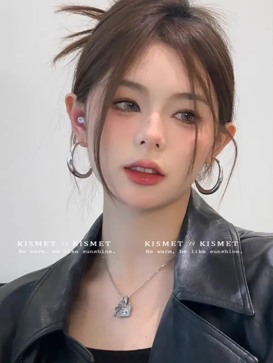 缤朵bindo流光耳畔圆舞曲金属耳环小众高级银色大圈圈05