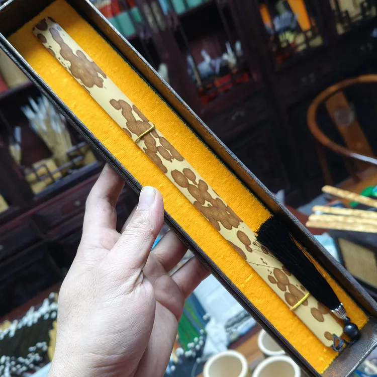 精选品湘妃梅妃竹戒尺玩家定制款花纹漂亮文房四宝文具长度30cm