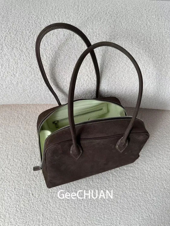 GeeCHUAN  新款时尚高级复古巧克力棕波士顿包休闲通勤单肩手提包