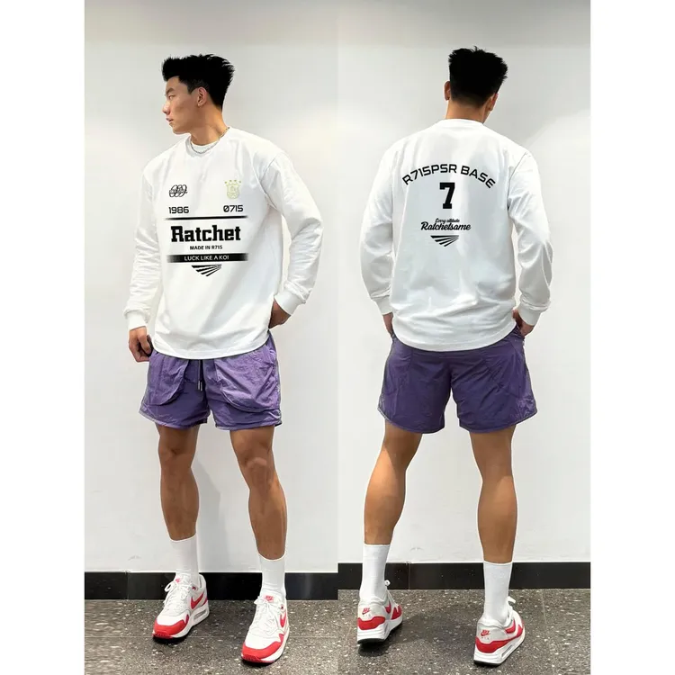 美式西海岸潮牌机车长袖t恤男秋冬重磅纯棉cleanfit内搭打底上衣
