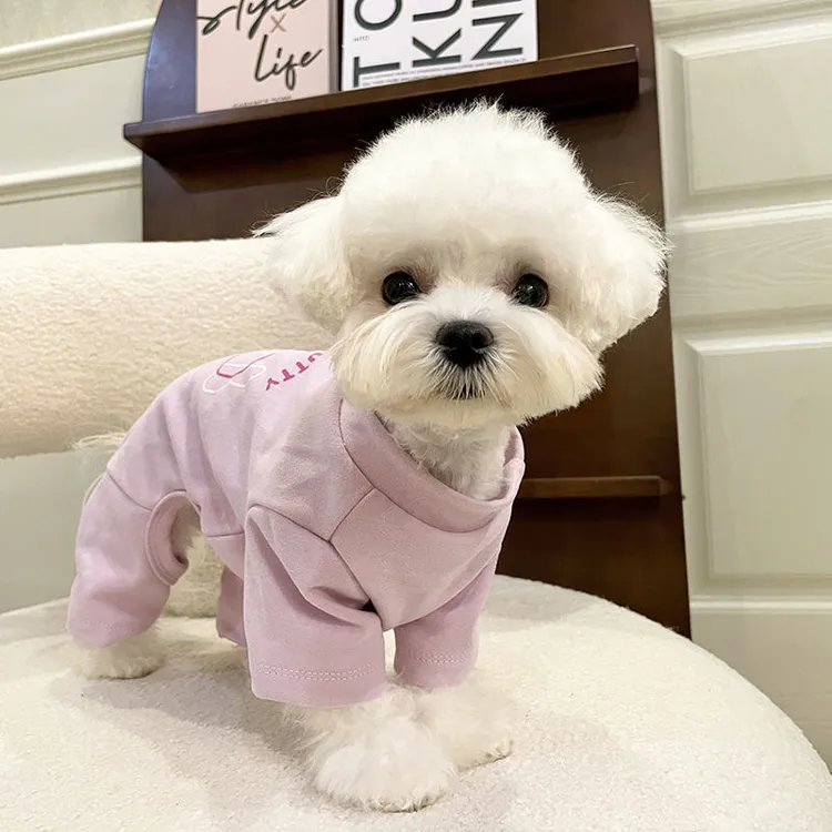 新款秋冬款宠物德绒四脚衣泰迪比熊弹力防静电比熊雪纳瑞博美潮