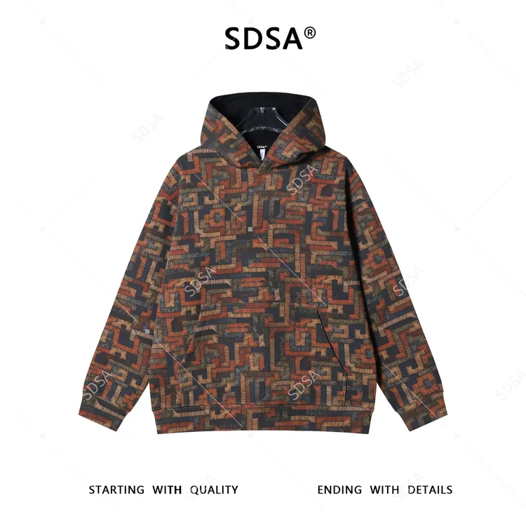 SDSA男士秋冬新款痞帅男装时尚彩色拼色连帽卫衣百搭宽松套头上衣