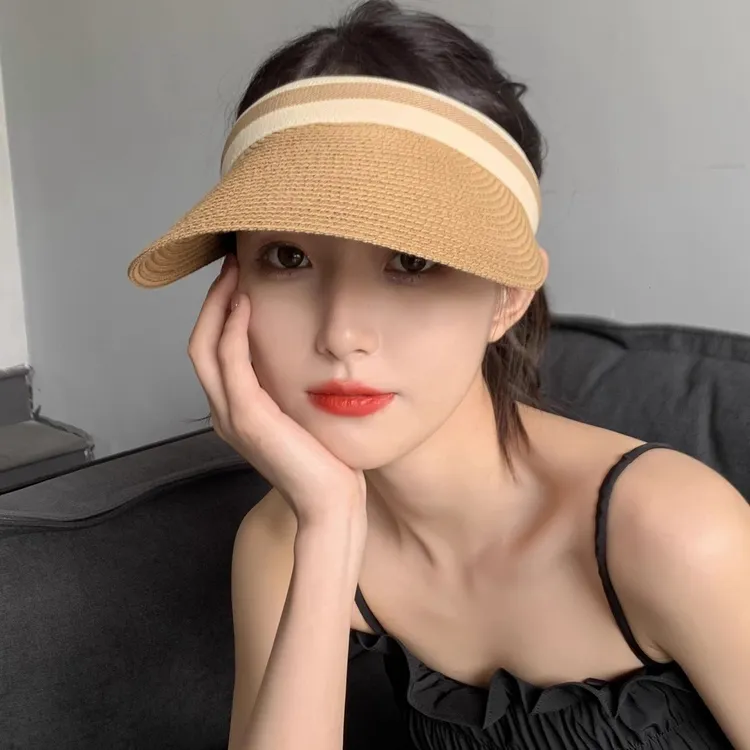 紫外线遮阳帽女夏天帽子百搭时尚网红款空顶帽草帽无顶太阳帽