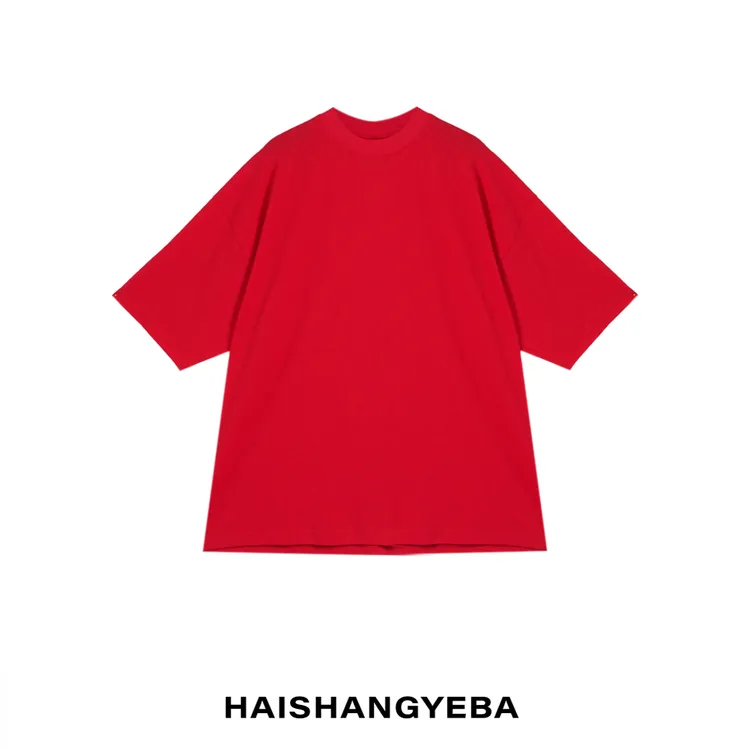 【海上叶爸】新款2025夏季百搭棉圆领套头宽松休闲短袖T恤